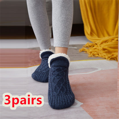 Winter Woolen Socks for Women – Thick, Warm Non-Slip Foot Warmers & Bedroom Slippers