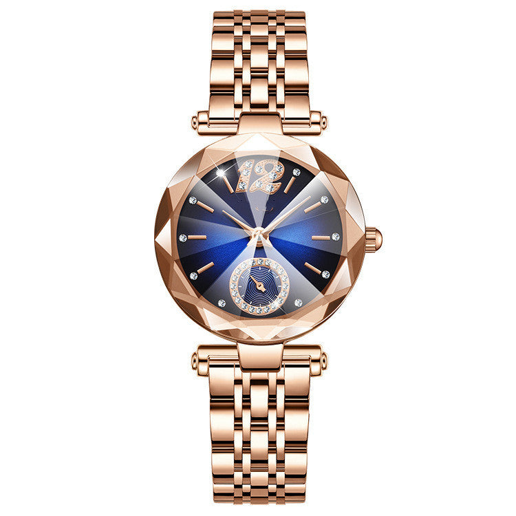 Women's Fashionable Multi-pronged Gradient Glass Watch with Diamond Face – Stylish Quartz Wristwatch for Women