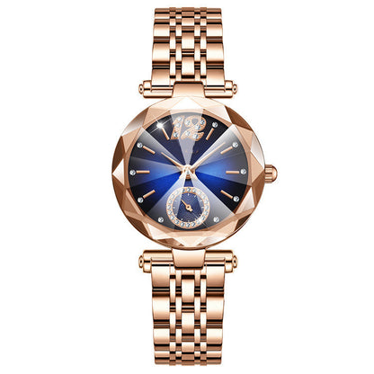 Women's Fashionable Multi-pronged Gradient Glass Watch with Diamond Face – Stylish Quartz Wristwatch for Women