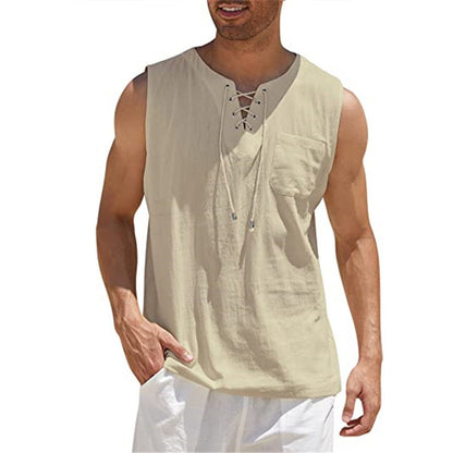 Summer Tank Vest for Men – Collared Tie Short Sleeve T-Shirt