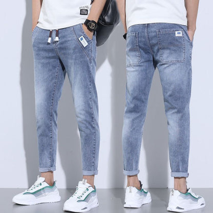 Men's Slim Fit Stretch Denim Trousers – Casual Thin Jeans for Everyday Wear