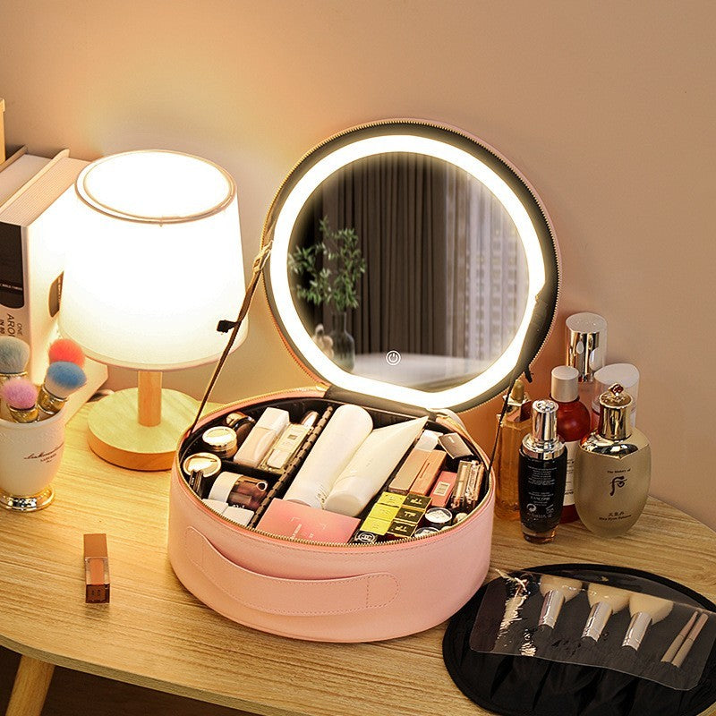 Premium Smart LED Makeup Case - Professional Vanity Organizer with Mirror Lights & Travel Design