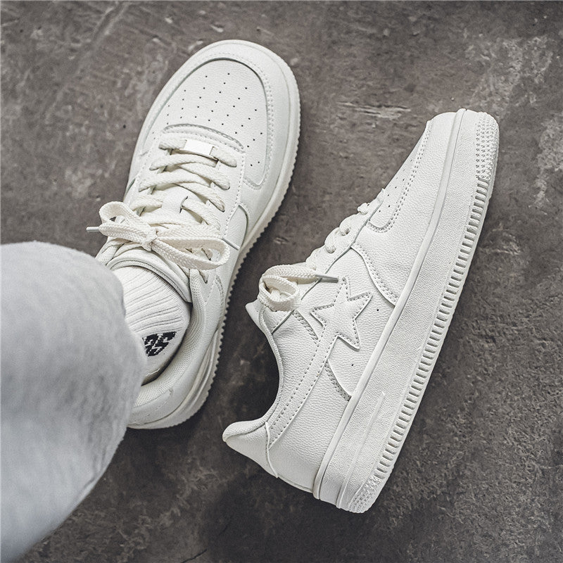 Thick Soled White Casual Sneakers for Men - Trendy Platform Sneakers