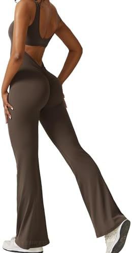 Women's Sleeveless Flare Jumpsuit – Fitness & Yoga Long Pants, Stylish and Comfortable Activewear