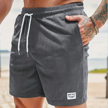 Summer Lace-up Drawstring Shorts for Men, Corduroy Sports Shorts, Casual Summer Pants