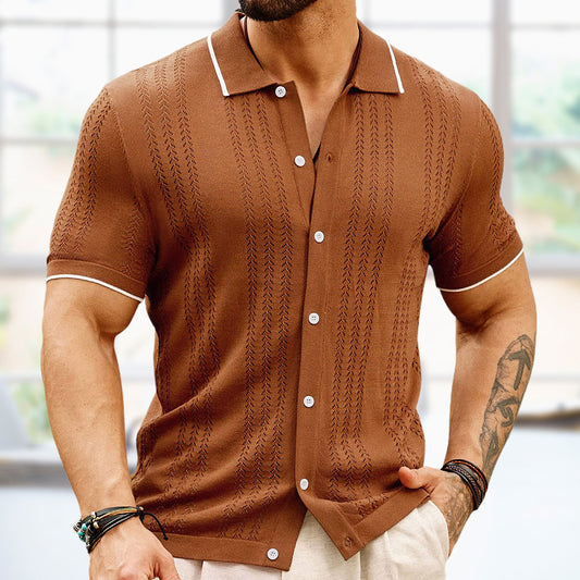 Summer Short-Sleeved Polo Shirt – Button Lapel Top for Business & Casual Wear