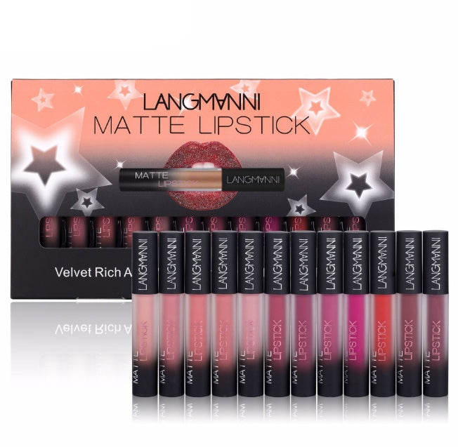 Professional Matte Velvet Lipstick Collection - Waterproof Long-Lasting Lip Color Set for All-Day Wear