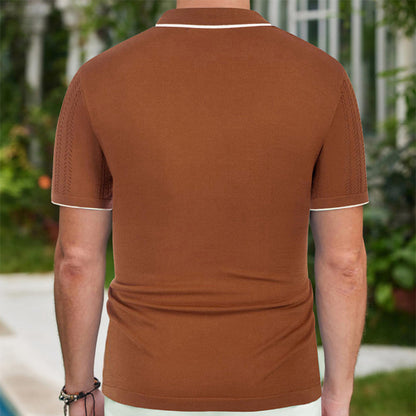 Summer Short-Sleeved Polo Shirt – Button Lapel Top for Business & Casual Wear