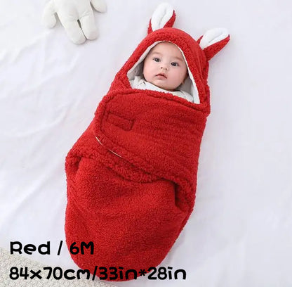 Super Soft Baby Sleeping Bag – Fluffy Fleece Swaddle Blanket with Head Support, Unisex Newborn Sleep Sack for Boys and Girls