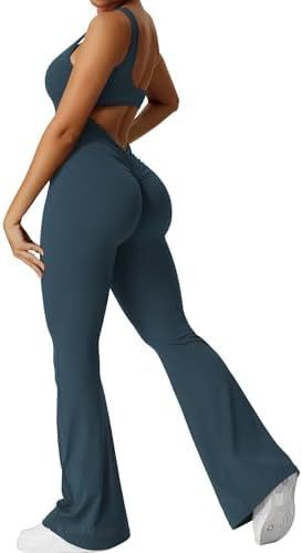 Women's Sleeveless Flare Jumpsuit – Fitness & Yoga Long Pants, Stylish and Comfortable Activewear