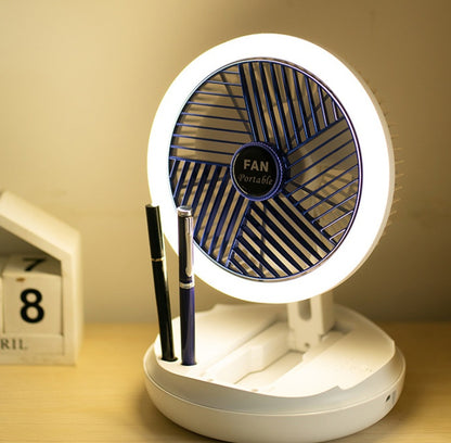 Premium 4-in-1 Smart Fan System - USB Rechargeable with LED Light, Wall Mount & 4-Speed Control