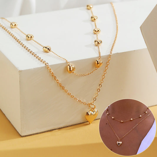 Gold Double-layer Heart Necklace for Women