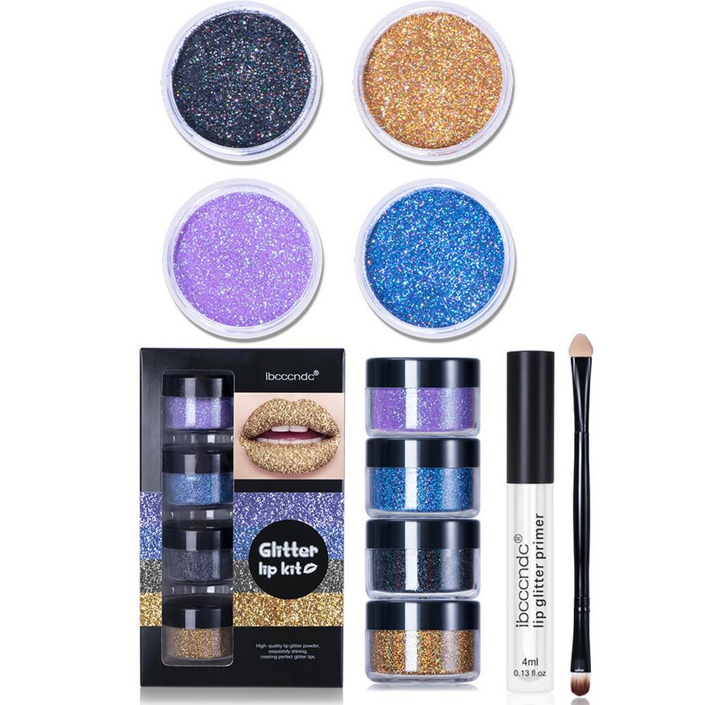 Professional Glitter Lip Kit – Complete DIY Makeup Set with Waterproof Gloss, Lipstick & Primer for Stunning Lips