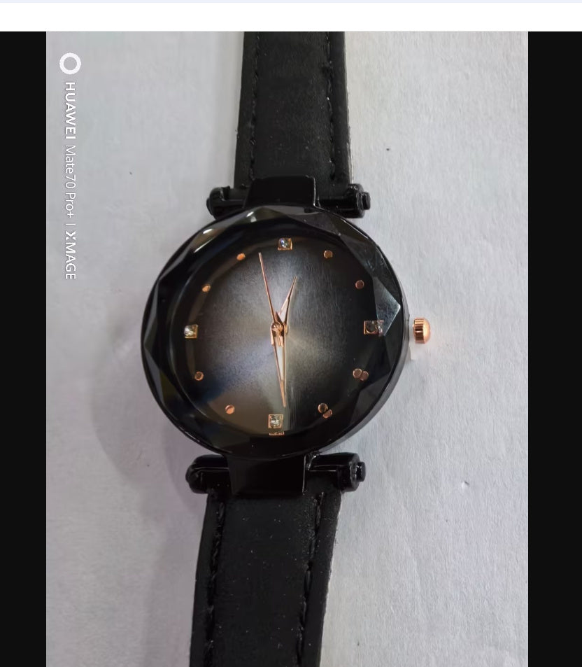 Rose Gold Women's Watch - Fashion Diamond Starry Sky Magnet Wristwatch, Waterproof for Elegant Style