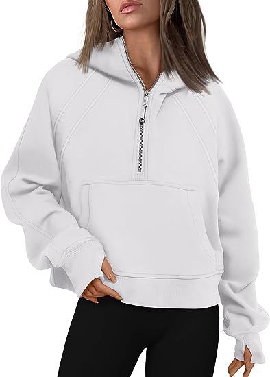 Women's Zipper Hoodie Sweatshirt – Loose Fit Long Sleeve Pullover with Pocket for Winter & Fall Outfits