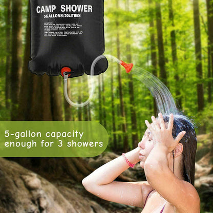 20L Portable Camping Shower – Solar Heating Bath Bag for Outdoor Travel, Hiking & Camping
