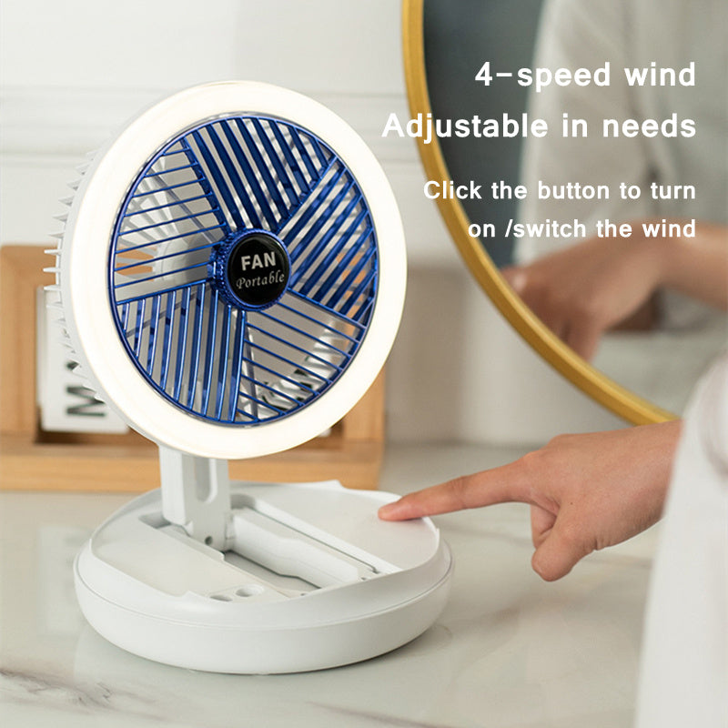Premium 4-in-1 Smart Fan System - USB Rechargeable with LED Light, Wall Mount & 4-Speed Control