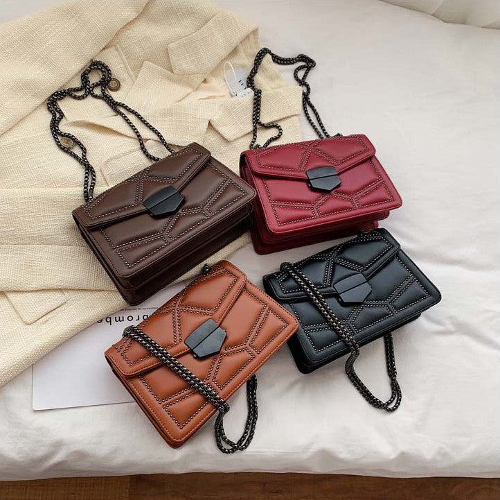 Small Square Shoulder Bag with Studs, Fashionable Crossbody Bag for Women