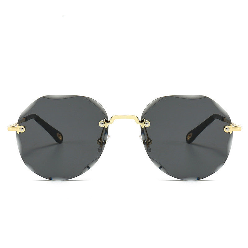 Women's Polygonal Rimless Sunglasses – Trendy Geometric Eyewear with Stylish Trim