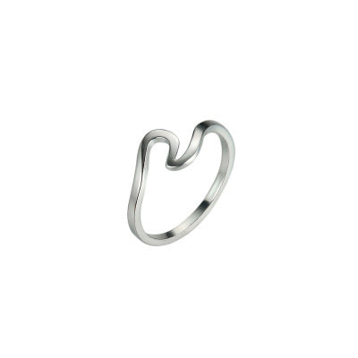 Simple Wavy Couple Ring – Creative Glossy Geometric Ring for Tanabata Gift, Unique Foreign Trade Design