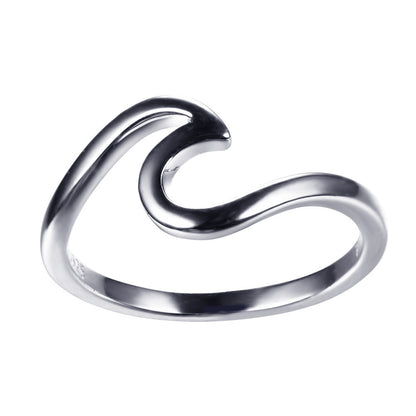 Simple Wavy Couple Ring – Creative Glossy Geometric Ring for Tanabata Gift, Unique Foreign Trade Design