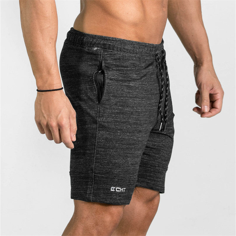 Summer Men's Gym Shorts - Bodybuilding Fitness Zipper Workout Cotton Shorts