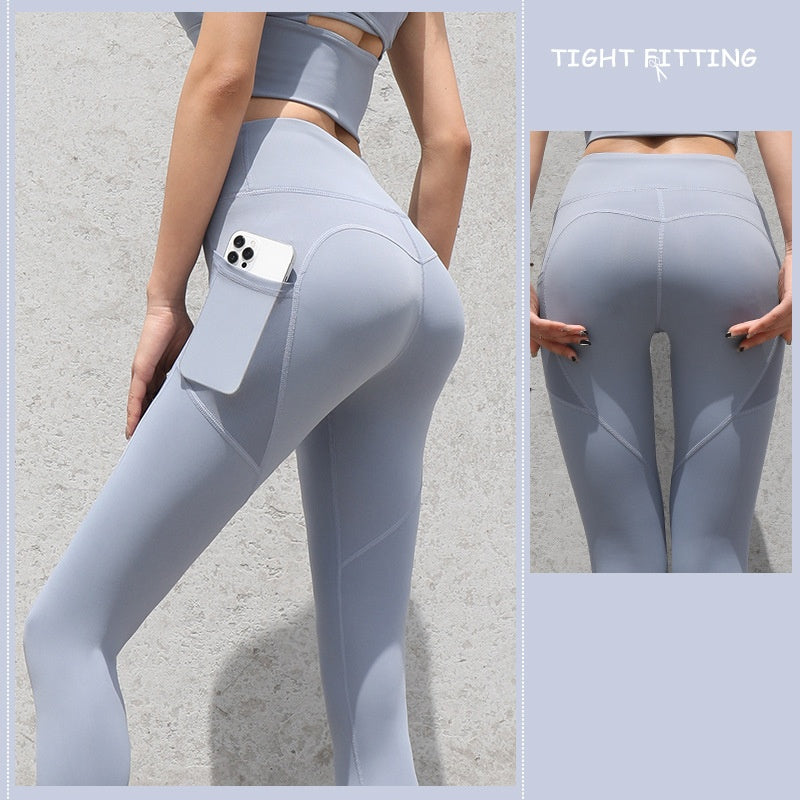 High Waist Seamless Gym Leggings for Women – Push Up Yoga Pants with Pockets
