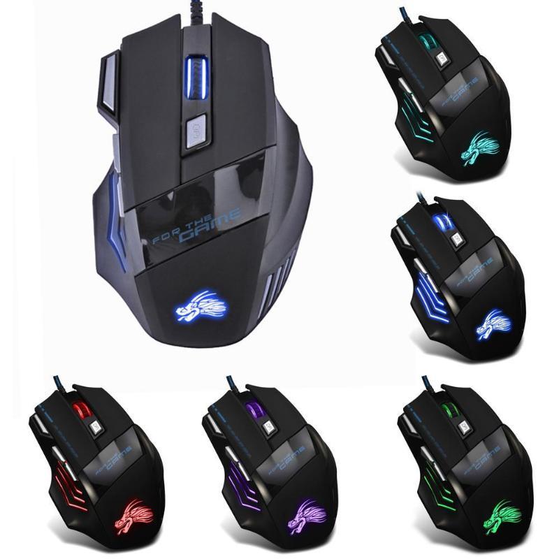 5500DPI Wired Gaming Mouse – 7-Button USB Optical RGB LED Mouse for PC Laptop Desktop Gamers