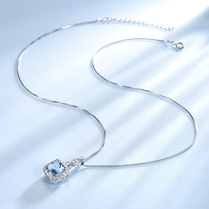 Sterling Silver Necklace Set with Sky Blue Topaz – Four-Piece Jewelry Set