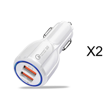 Premium Quick Charge 3.0 Car Charger - Dual USB Fast Charging Adapter with Qualcomm Technology