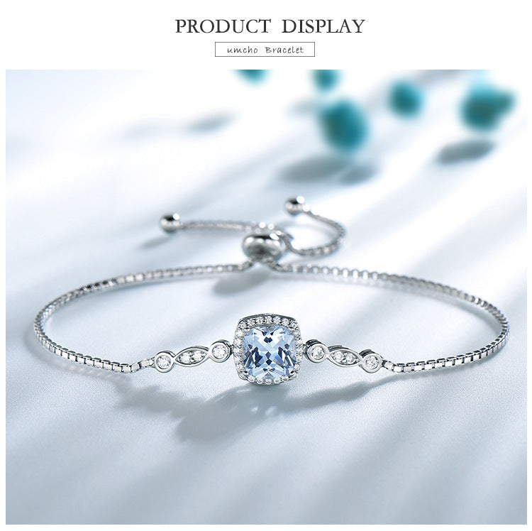 Sterling Silver Necklace Set with Sky Blue Topaz – Four-Piece Jewelry Set
