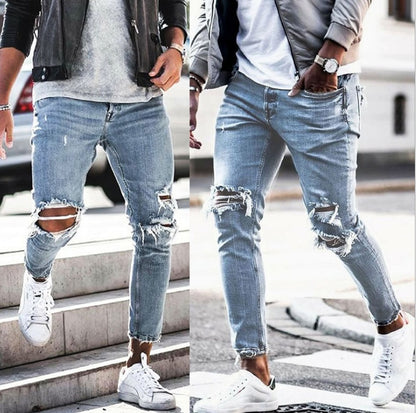 New Ripped Skinny Jeans for Men - Streetwear Fashion Denim Pants