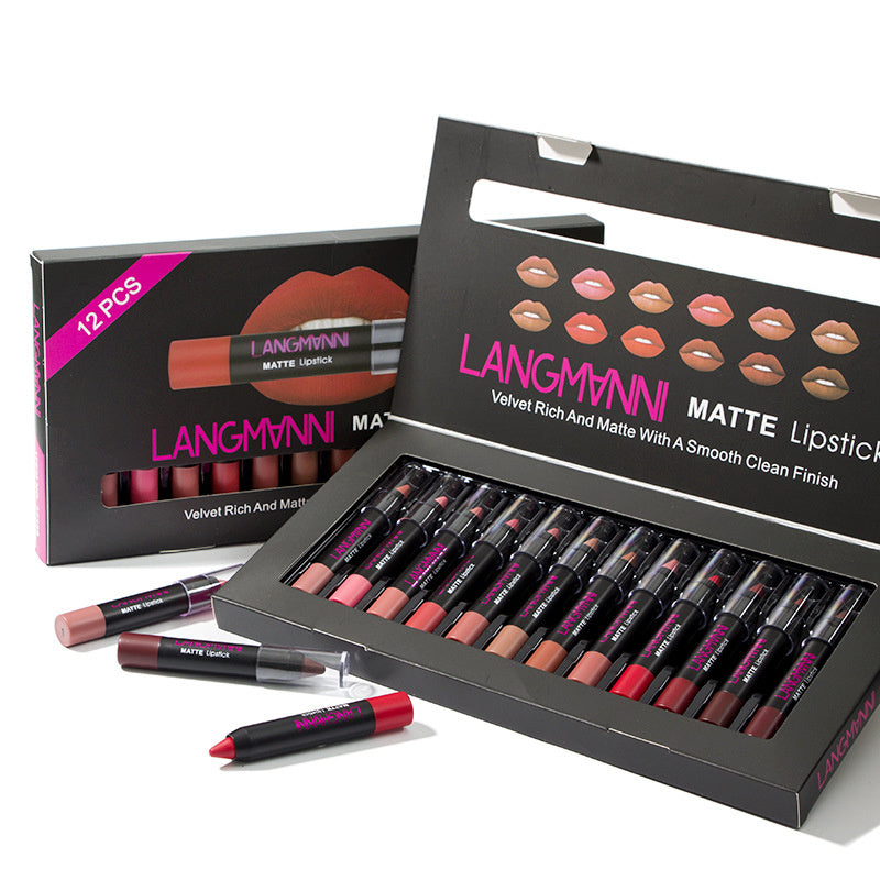 Professional 12-Piece Lipstick Collection - Complete Matte & Glossy Set | Long-Lasting Formula