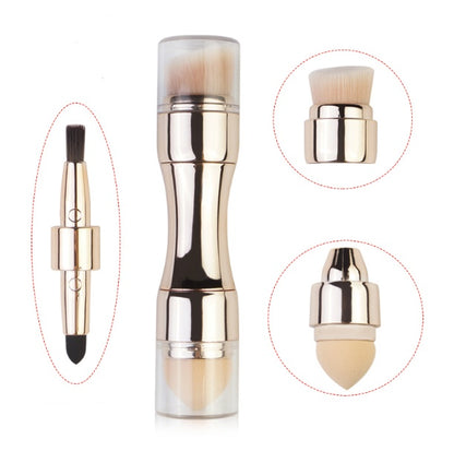 Professional 4-in-1 Makeup Brush Set – Ultra-Portable Beauty Tool for Flawless Application Anywhere