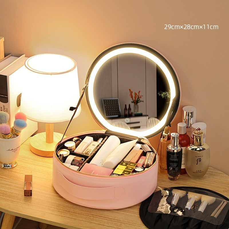 Premium Smart LED Makeup Case - Professional Vanity Organizer with Mirror Lights & Travel Design