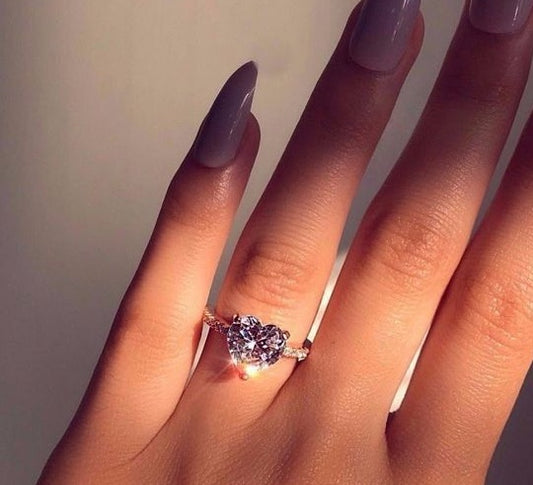 Heart Engagement Ring - European Style