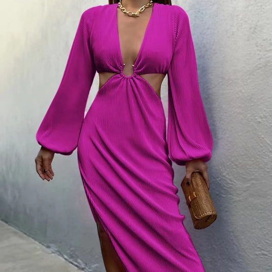 Women's Autumn Fashion Pleated Waistless Dress – Elegant Pressed Pleated Fall Dress for Stylish Looks