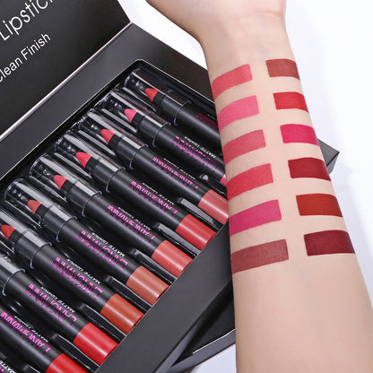Professional 12-Piece Lipstick Collection - Complete Matte & Glossy Set | Long-Lasting Formula