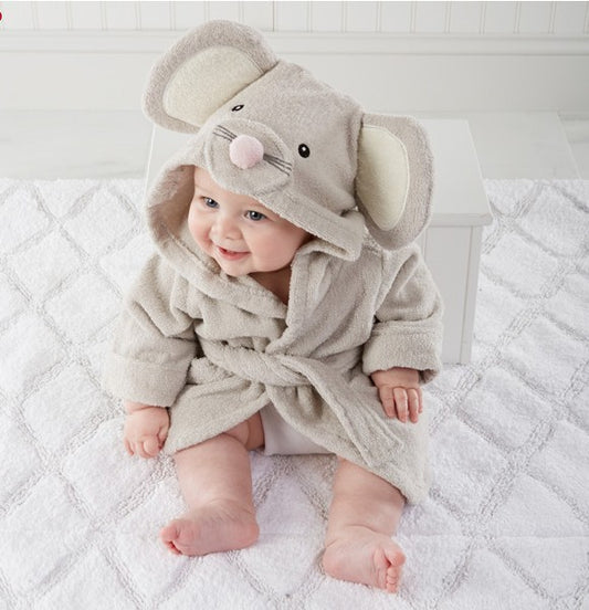 Children’s Hooded Animal Bathrobe – Soft, Absorbent Towel Robe for Toddlers and Kids After Bath or Swim