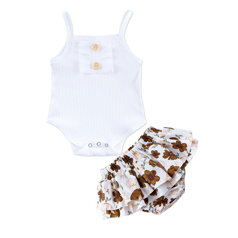 New Baby Clothing Wholesale – Girls Summer Romper & Skirt Set, Cute Toddler Outfit for Warm Weather