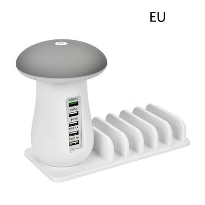 2-in-1 Mushroom LED Lamp – USB Charger and Lamp Holder for Home & Office Desk Lighting