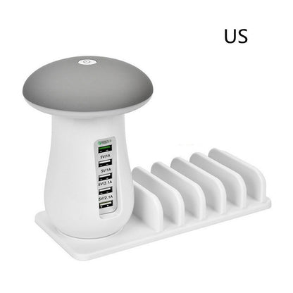 2-in-1 Mushroom LED Lamp – USB Charger and Lamp Holder for Home & Office Desk Lighting