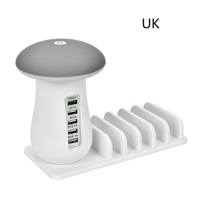 2-in-1 Mushroom LED Lamp – USB Charger and Lamp Holder for Home & Office Desk Lighting