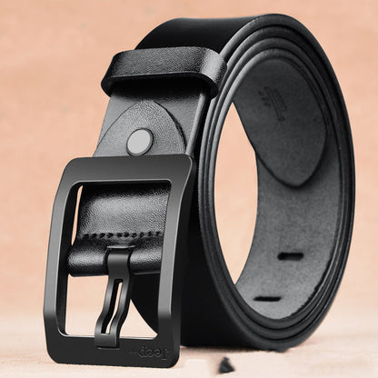 Two-Layer Cowhide Belt for Men with Needle Buckle