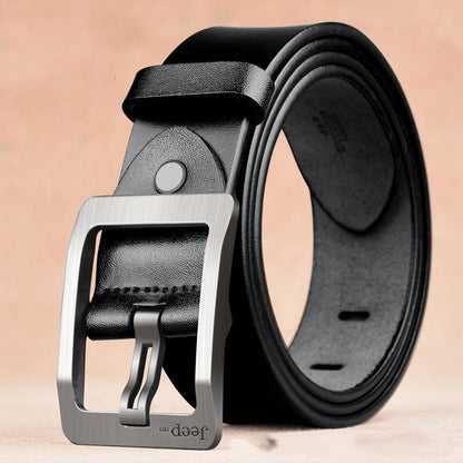 Two-Layer Cowhide Belt for Men with Needle Buckle