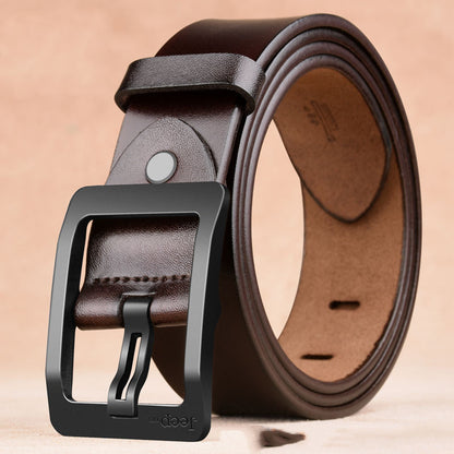 Two-Layer Cowhide Belt for Men with Needle Buckle