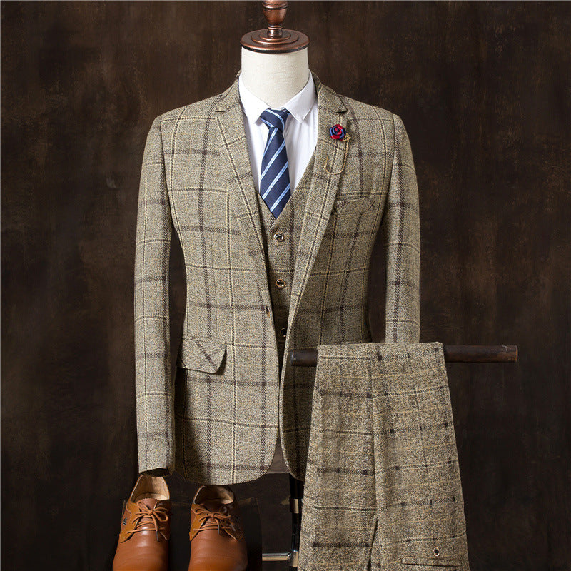 Men’s 3-Piece Wedding Suit Set, Groom Tuxedo with Jacket, Vest, and Pants