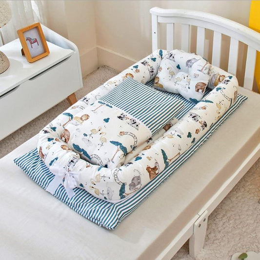 Foldable Portable Baby Crib – Anti-Pressure Bionic Newborn Bed with Infant Mattress for Travel & Home