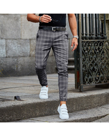 Plaid Print Loose Fit Men's Casual Trousers – Lightweight and Comfortable