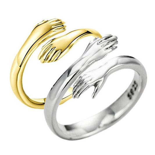 Simple Alloy Hands Hug Ring - Opening Adjustable Jewelry for a Stylish Look
